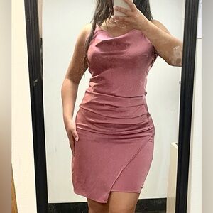 Shimmery Pink A-line Mid-Length Formal Dress Bodycon